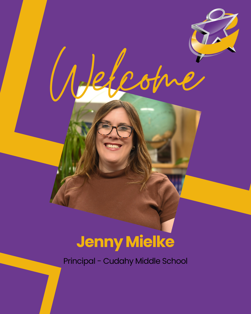 graphic welcoming Jenny Mielke as Middle School Principal