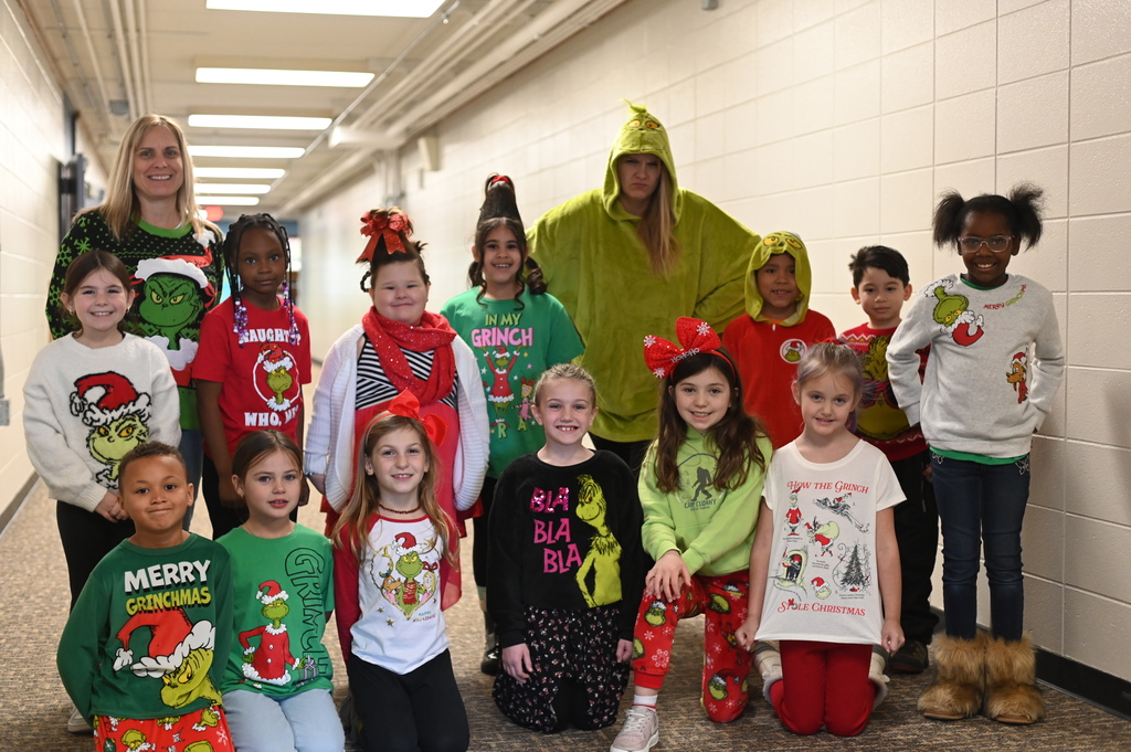 students dressed up for Grinch Day at General Mitchell