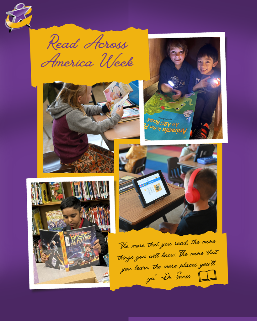 graphic of students reading  for read across america week