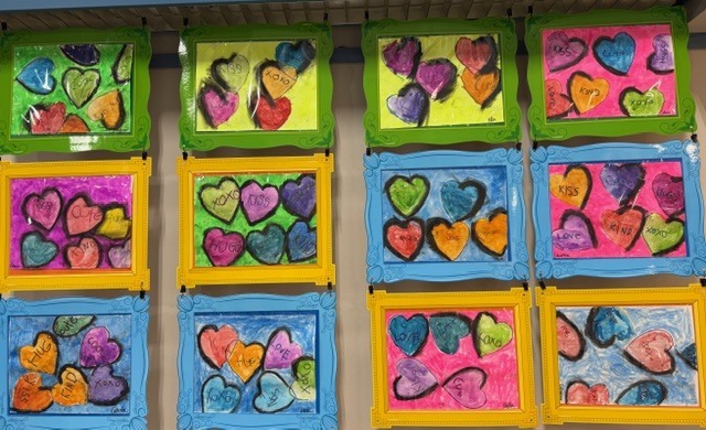 picture of colorful artwork made by elementary students