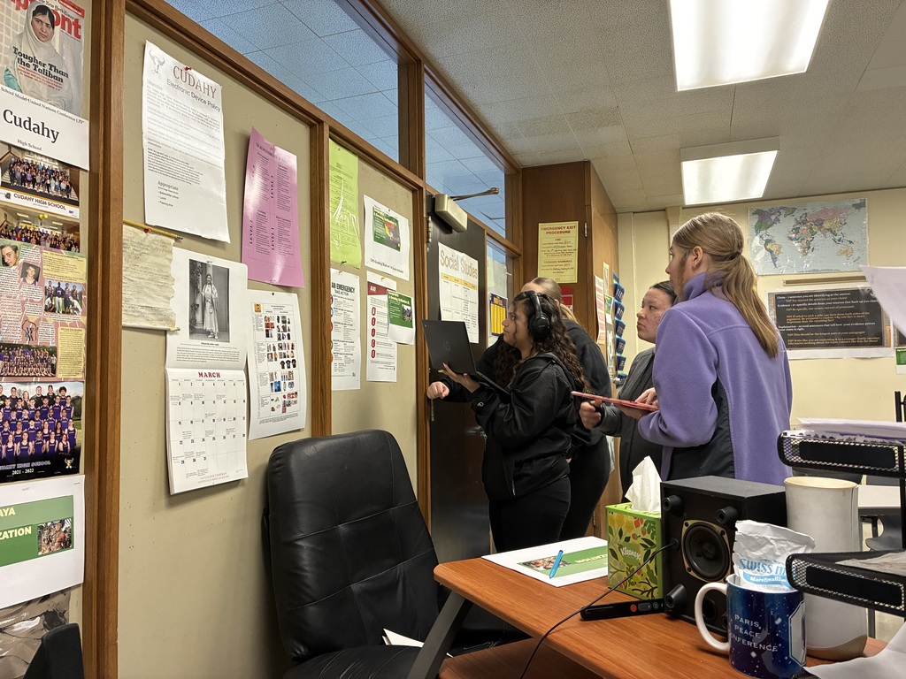 high school students during the history gallery walk at CHS