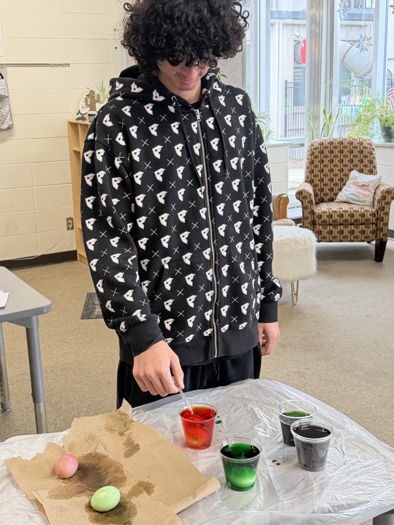 picture of a high school student dying eggs for an experiment