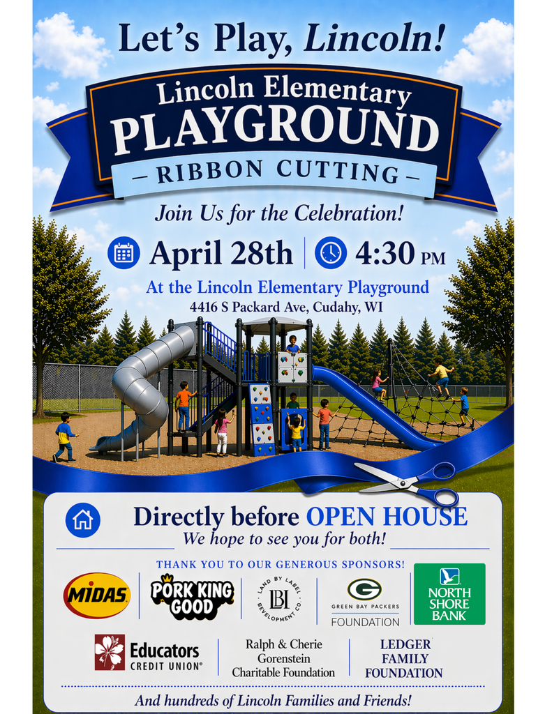 flyer for Lincoln Elementary Playground ribbon cutting