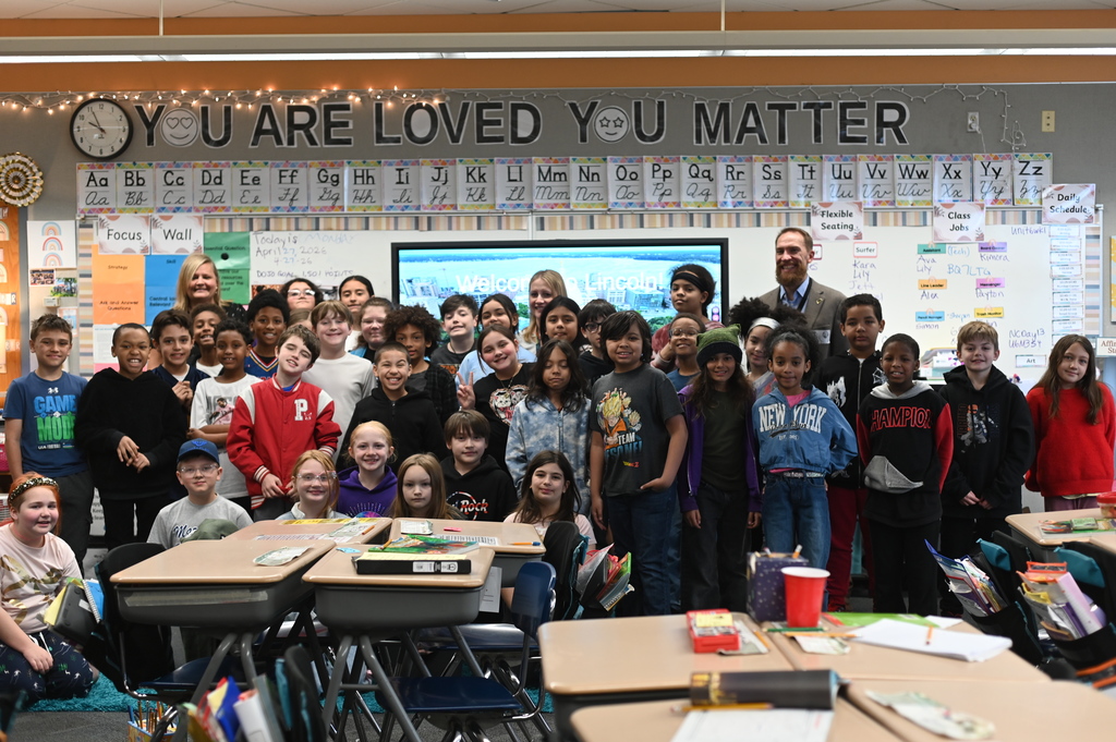 picture of 4th grade students with Senator Chris Larson