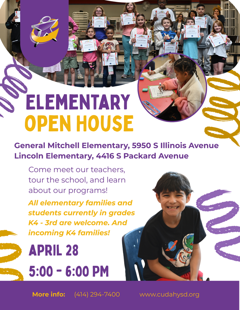 flyer with a student for the elementary open house