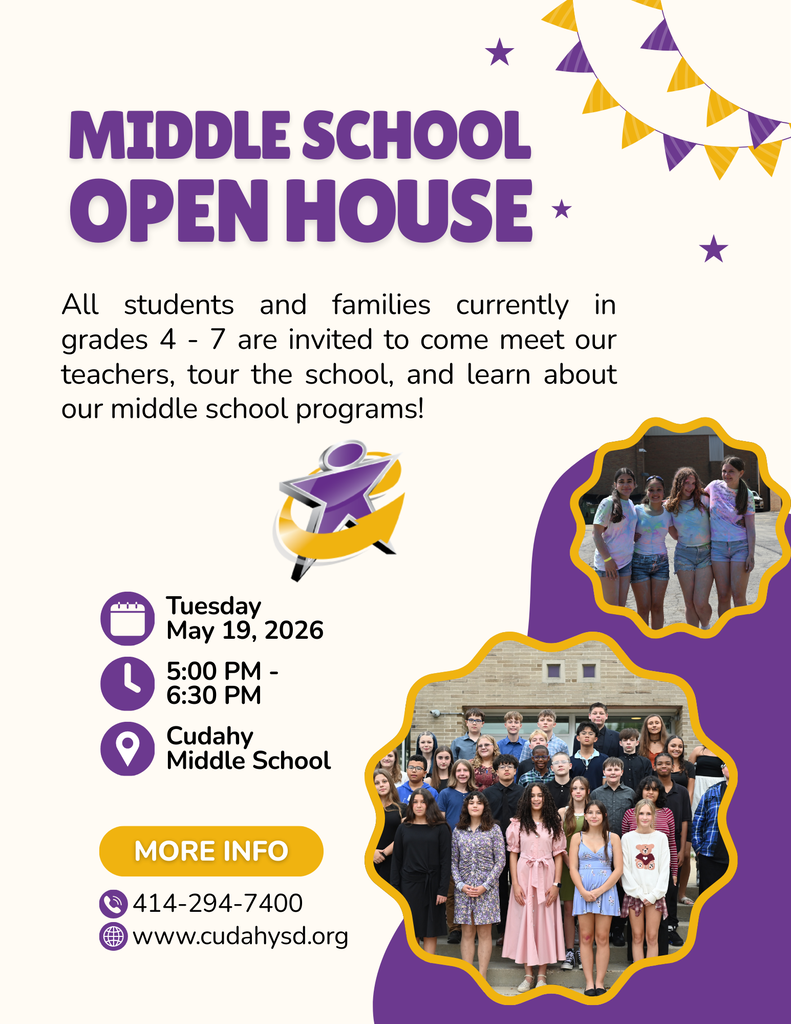 flyer for the middle school open house on may 19th