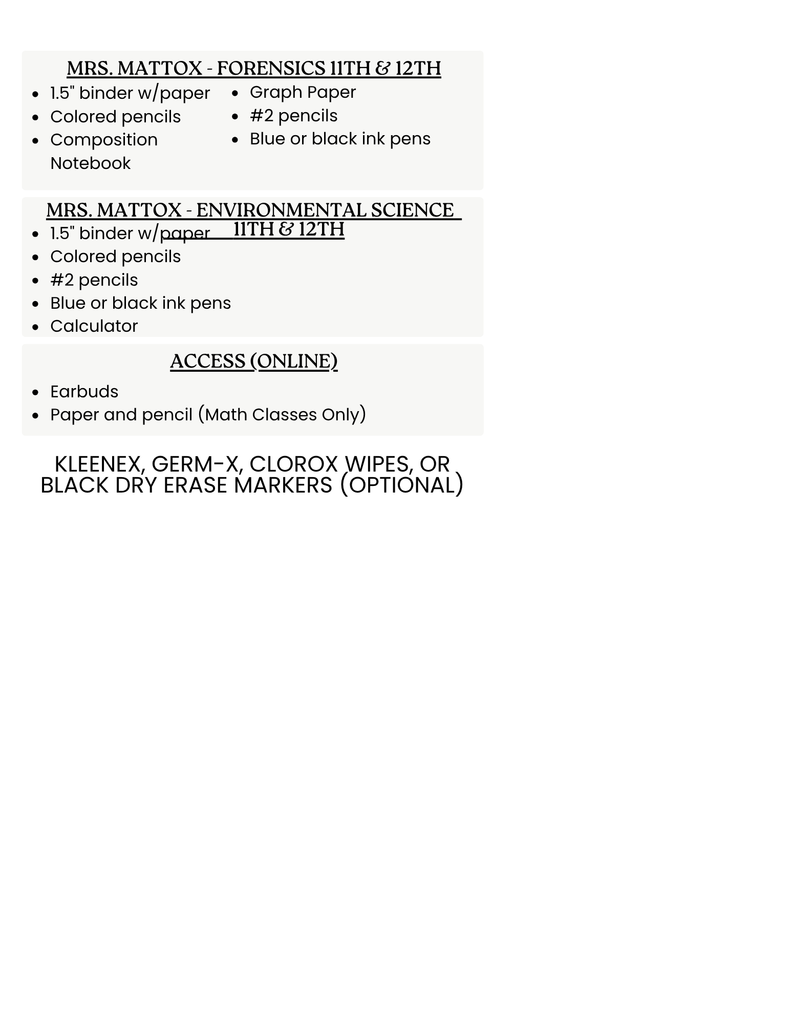 Supply List