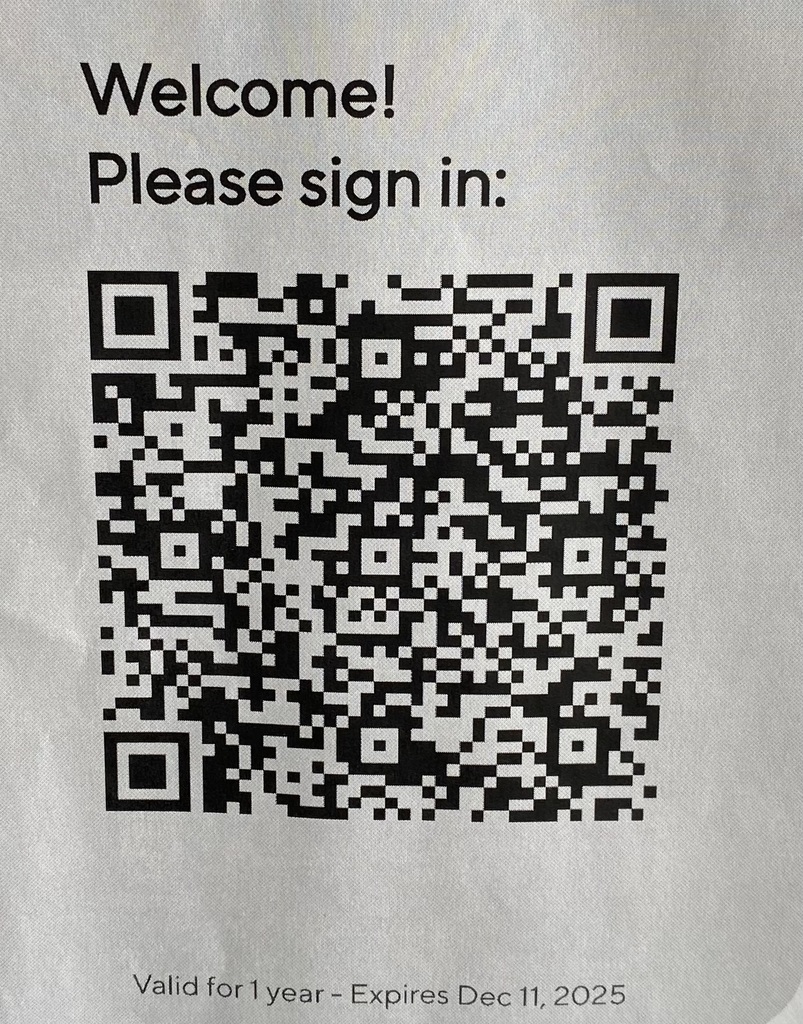 QR code for visitor sign in