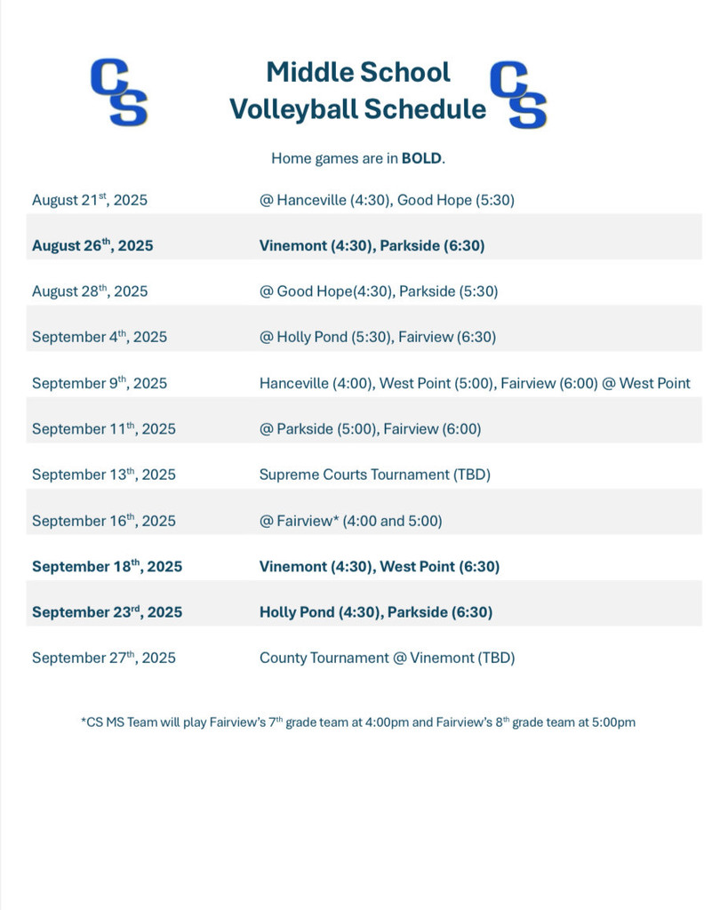 Volleyball Schedule