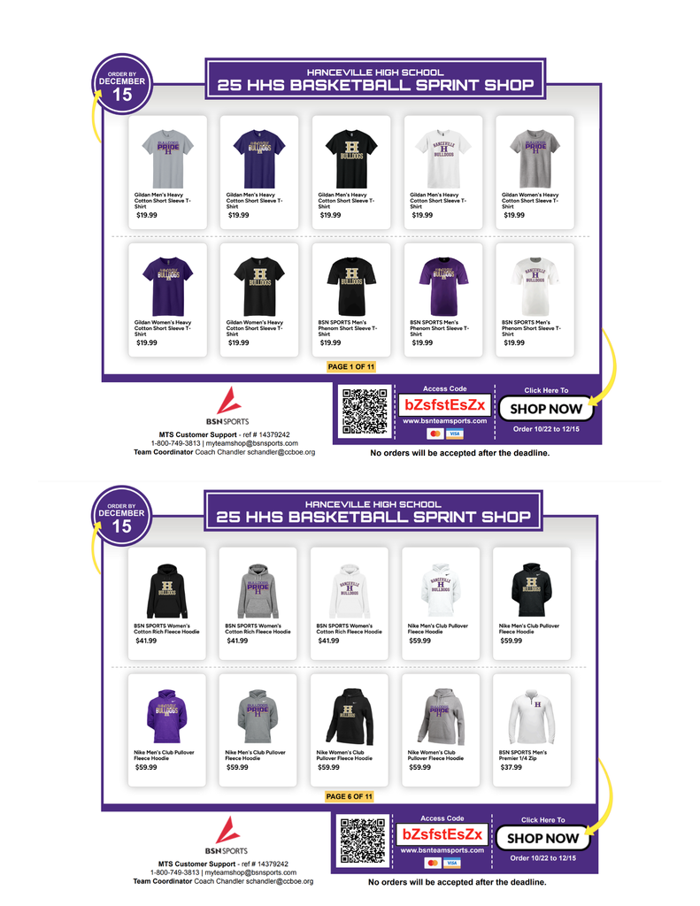 Hanceville Basketball apparel with link