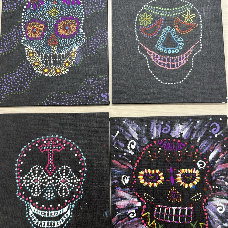 We painted Day Of The Dead with dots! I forgot to take pictures but they were all great. 