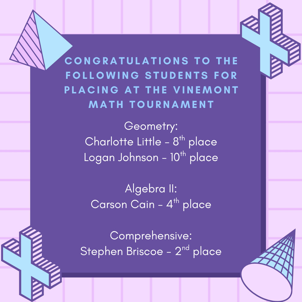Vinemont Math Tournament results