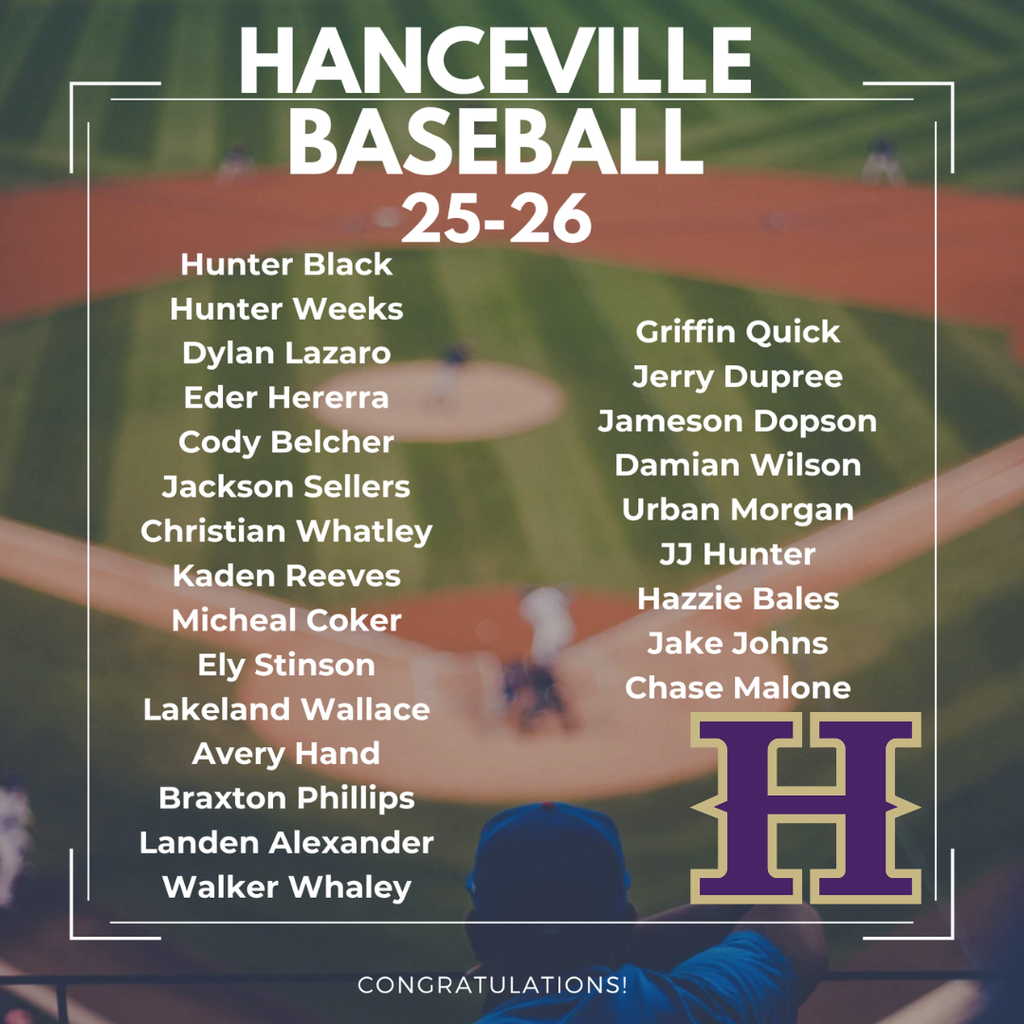 HHS Baseball Roster 25-26