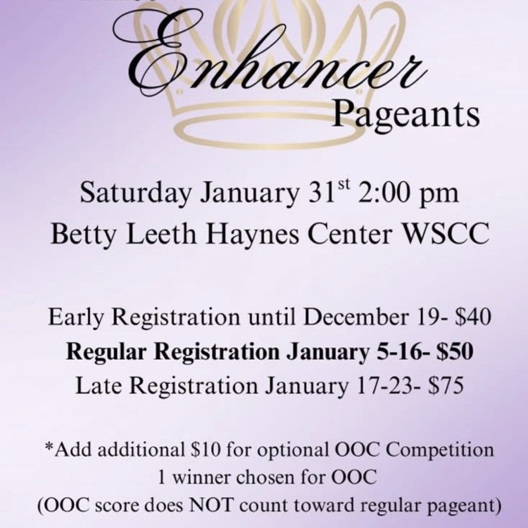 early registration for Miss Enhancer pageants