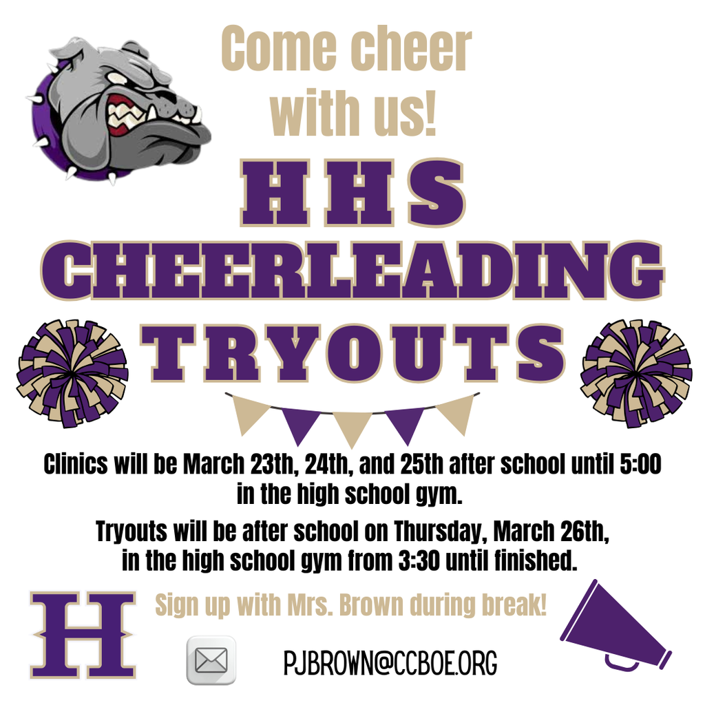 Cheerleader tryouts are March 23-26. 