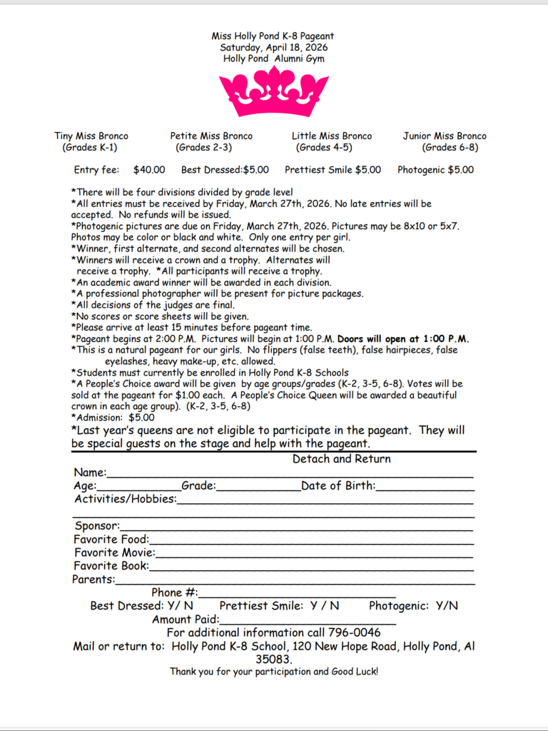 Miss Holly Pond K-8 Pageant