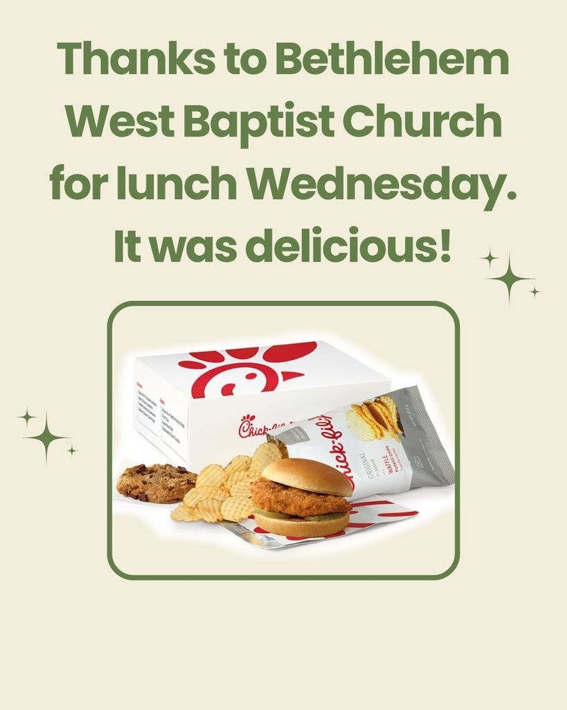 Thanks to Bethlehem West for lunch on Wednesday,