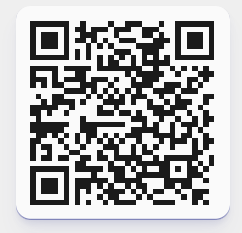 A QR code displayed on a white background, with a border that has a blue outline.