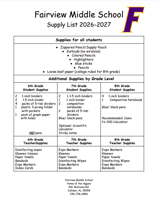 supply list