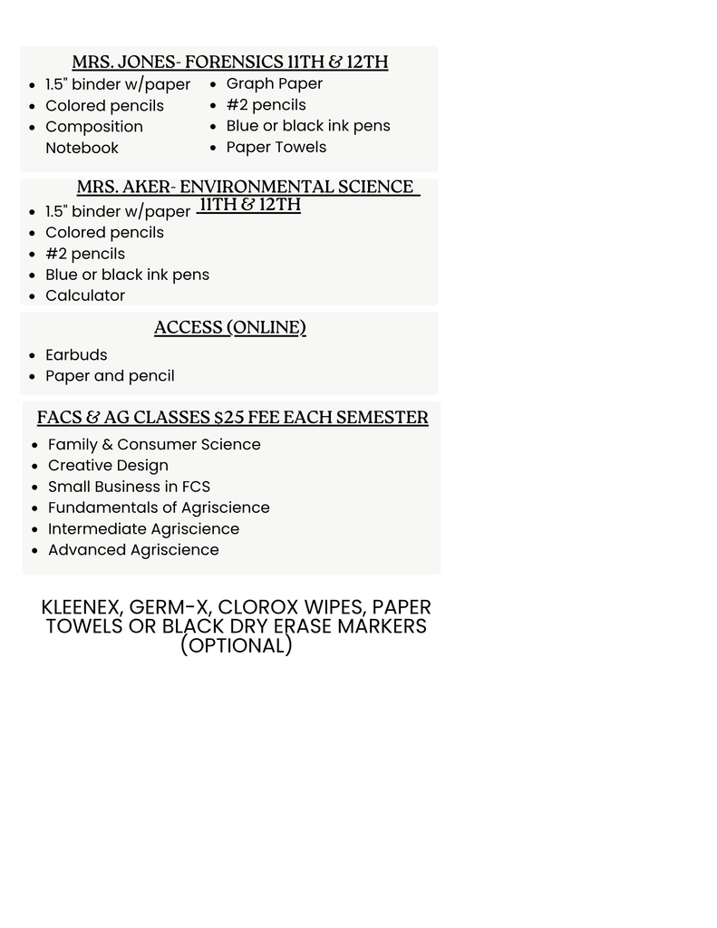 Supply List