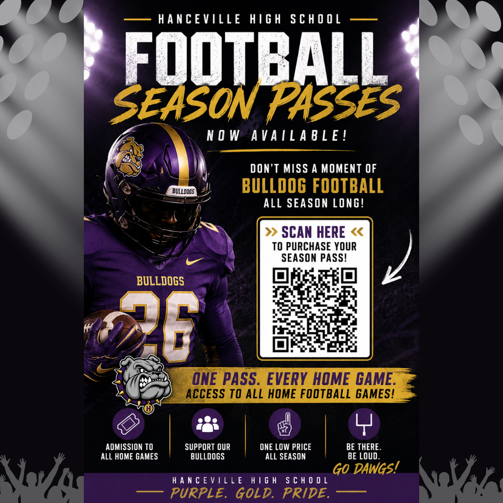 A poster advertises football season passes for HHS. 
