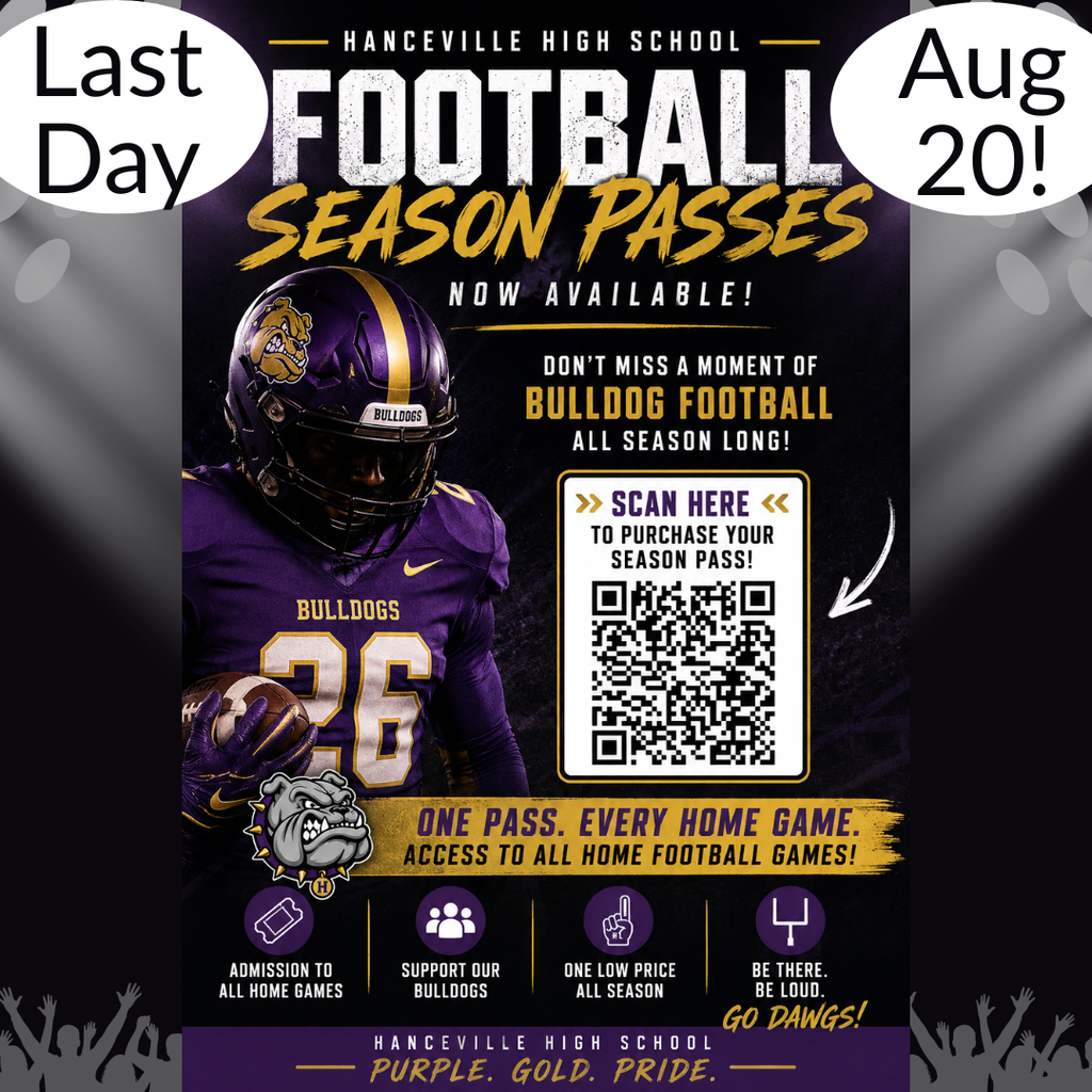 Last day to buy HHS Football Season Passes is Aug 20. 