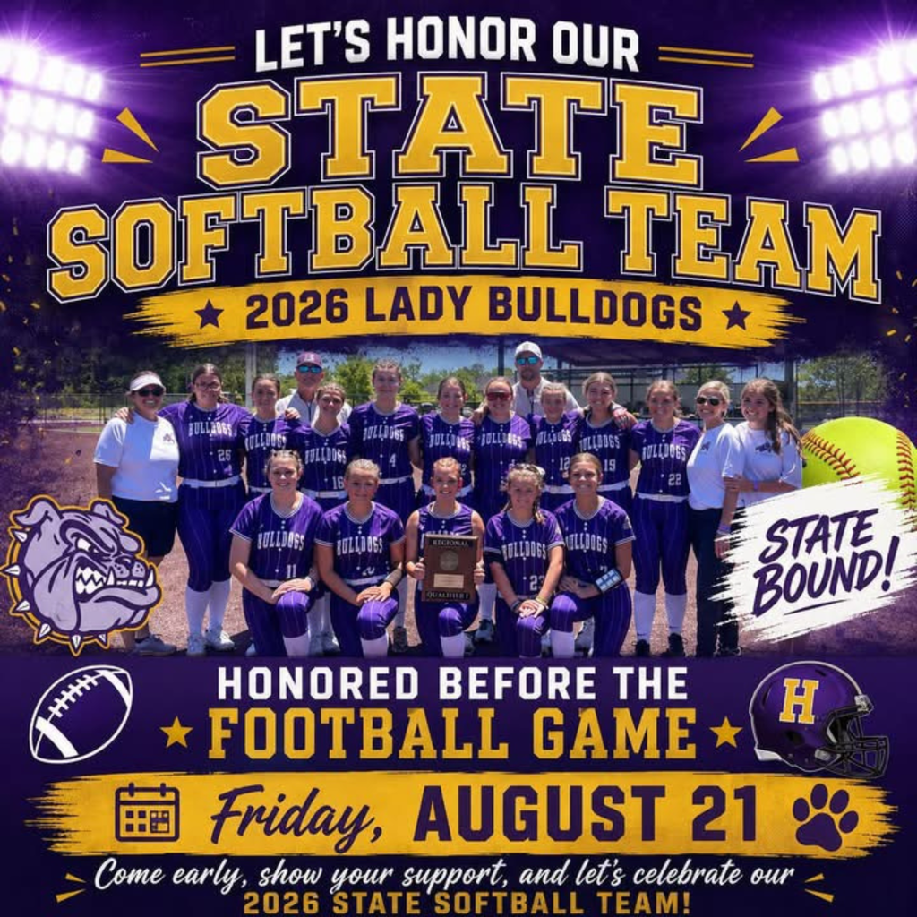 We will honor the 2026 Lady Bulldogs Softball team before this week's football game.