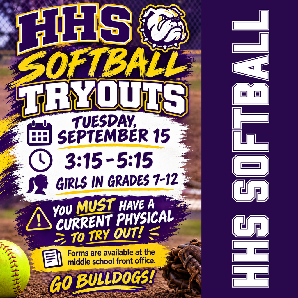 A poster for high school softball tryouts on September 15, from 3:15-5:15 PM, for girls in grades 7-12.