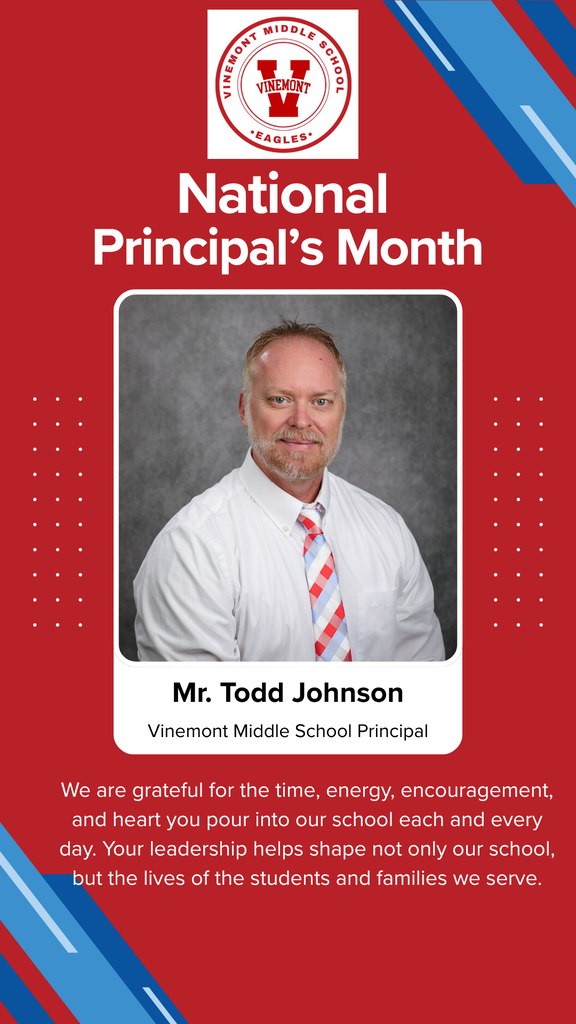 An image displays a red backdrop with white text. A photo of a man, Mr. Todd Johnson, is shown. He wears a white shirt and a red and white striped tie.