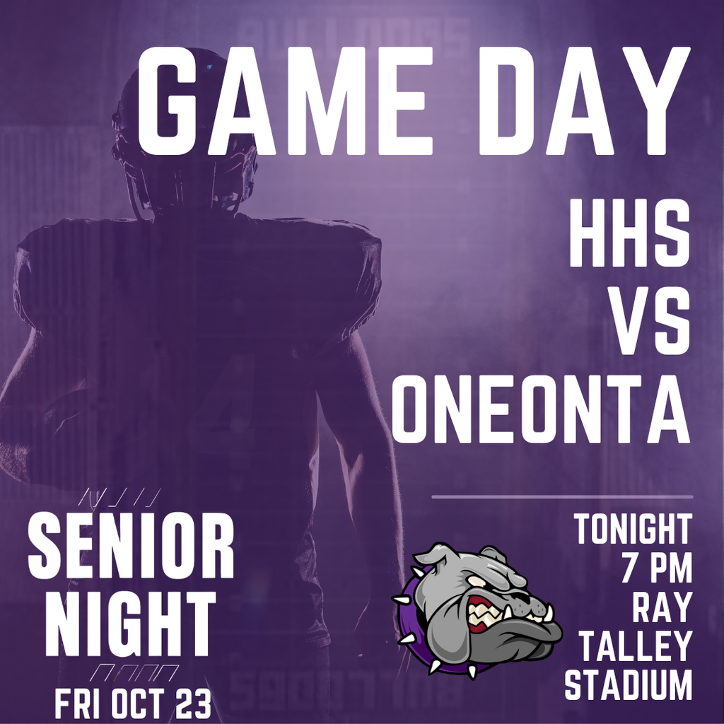 Poster advertising a football game on Friday, October 23. It includes text and a silhouette of a player.
