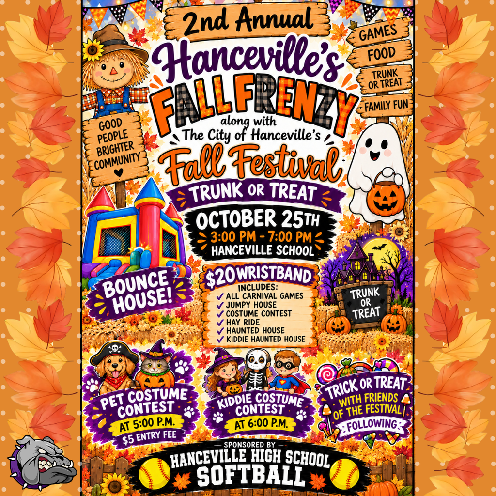 Fall festival poster. Orange background with leaf patterns. A ghost, pumpkins, and a sunflower.