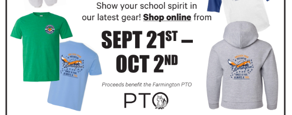 Image shows the Spirit Wear Sale is here Sept 21 - Oct 2 PTO QR Code in lower right corner.