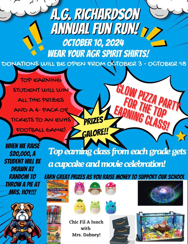 AGR's Annual Fun Run kicks off this Thursday! See the flyer for info, or call the office at (540) 825-0616 for more information or questions.