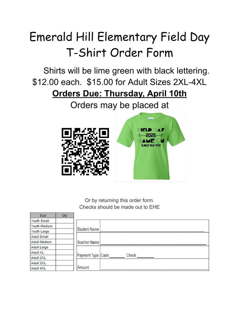 Field day shirt order form. Accessible PDF link found in the body of the post.