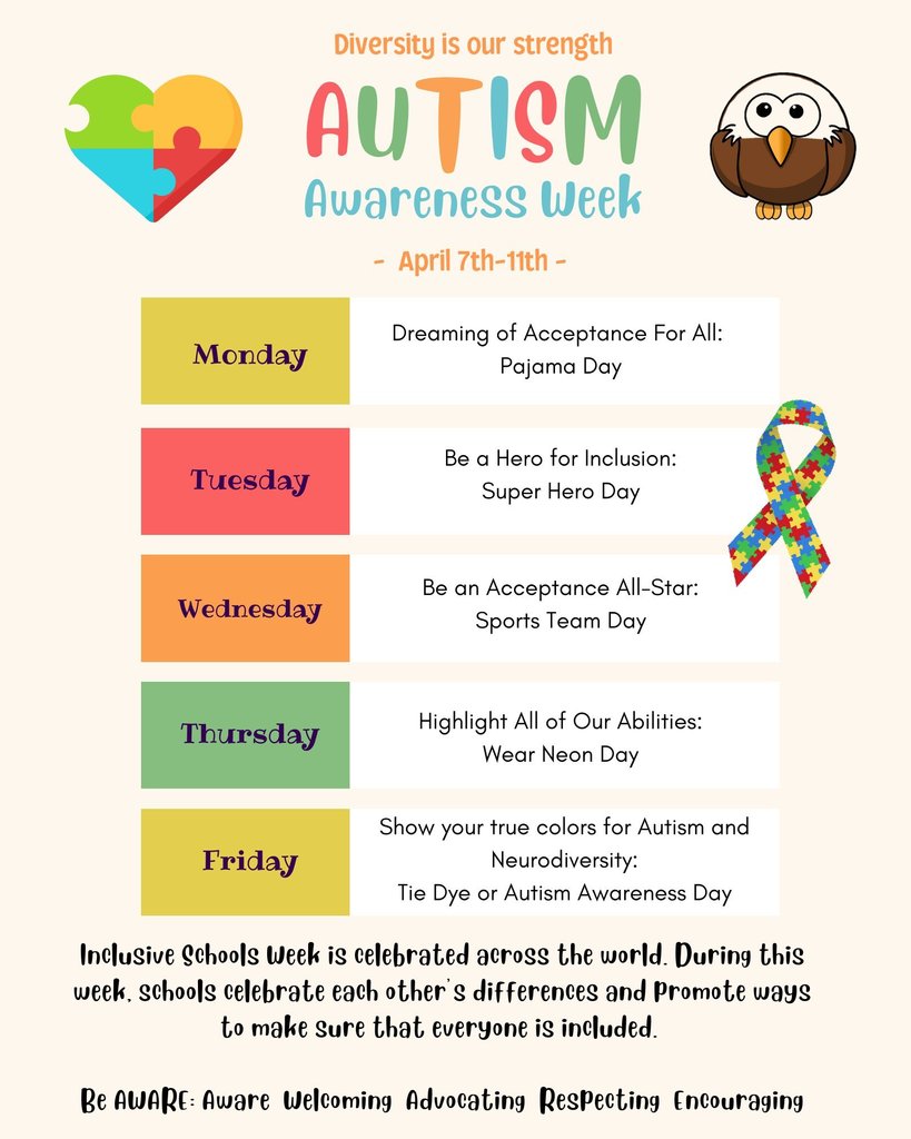 Autism Awareness Week flyer, details in body of post.