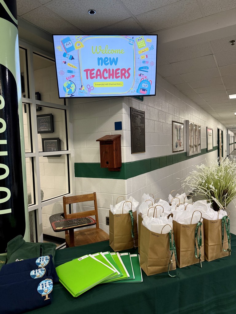 Picture of welcome table for new teachers with goodie bags