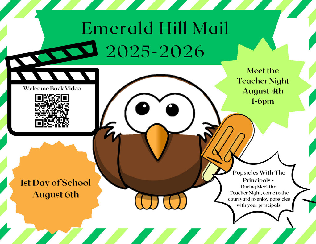 Emerald Hill Mail 2025 - 2026. Featuring cute eagle. All info has been included in the caption.