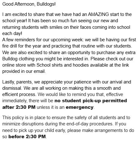 Here's the first Robo Call of the school year. Click this link to order school apparel: https://prints.kashimprints.com/agrichardson/shop/home For any questions, please call (540) 825-0616