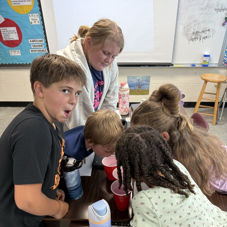 Mrs. Day’s 5th grade class using melting ice to make hypotheses and learn about scientific processes. 
