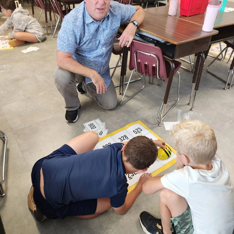 Third graders in Mrs. Sink's class woke the Bee Bots from their summer slumber - they were the first class to use these coding devices.  All the while they were showing their knowledge of place value.
