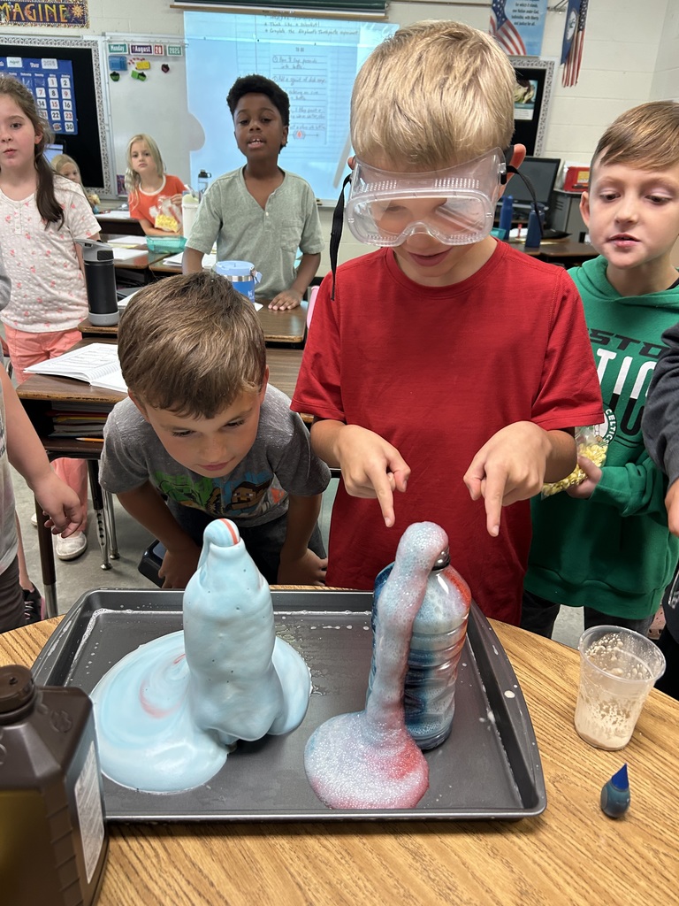 Ms. Ciccarone's class learned about and tested the Scientific Method by predicting and testing how honey interacts with both hot and cold water. Meanwhile, students in Mrs. McFarland's class practiced thinking like a scientist in the  Elephant's Toothpaste experiment.  They learned that variables in an experiment can change the outcome.  Students used different sized bottles, and some left out the dish detergent to see what would happen.