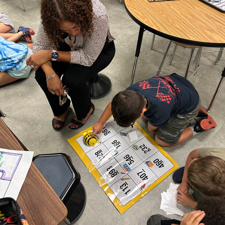 AGR 3rd graders continued working on place value and practicing with bee bots today.  Pictured here are students in Mrs. McFarland's class, who worked very well together as teams.