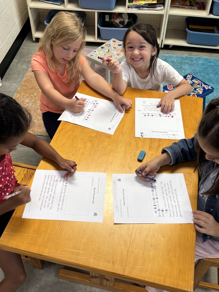 Mrs. Childress’s 1st Grade class worked on paired reading! Students teamed up with a partner to search for all of the “short a” sounds in their story. After finding them, they took turns reading to each other and practicing their fluency.