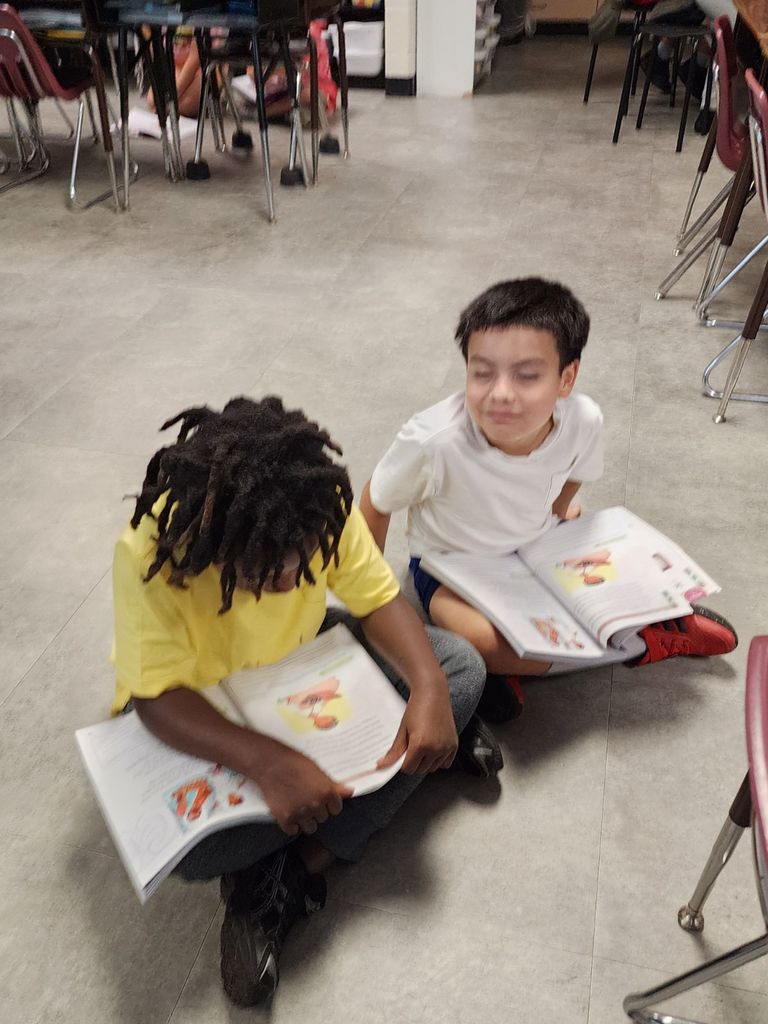 Pictured here, Mrs. Sink's 3rd Graders practiced some partner reading!