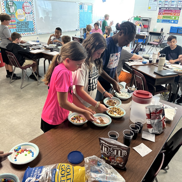 Students in 5th grade used 2 or more substances to create a mixture and were still able to separate them out due to the fact that the substances still kept their original properties (Berger and Sheads classes pictured)