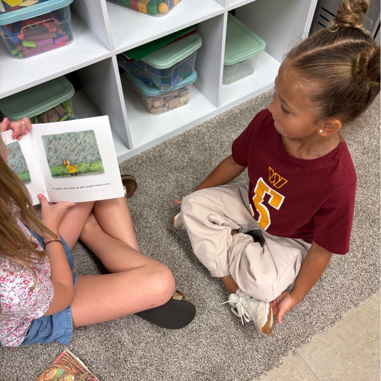 two girls reading together