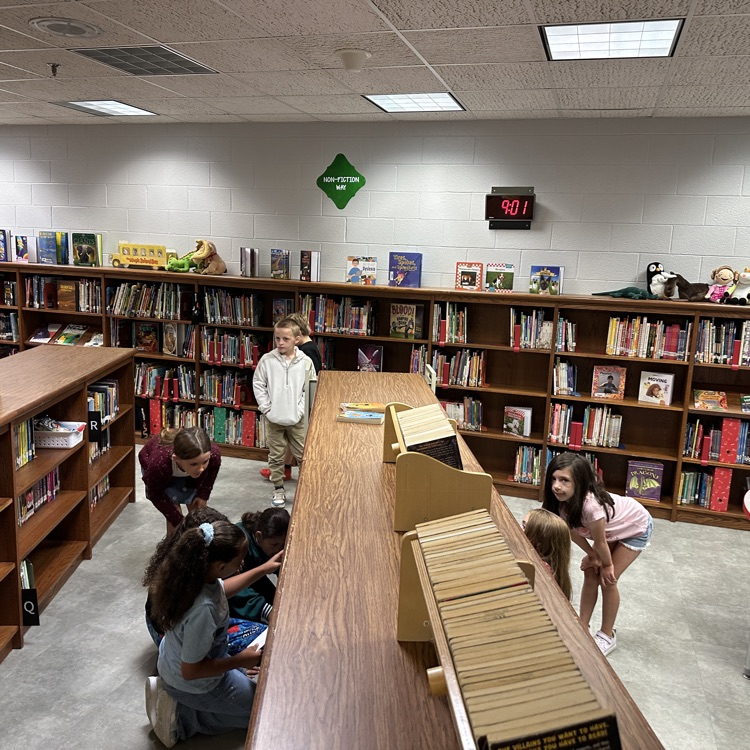 AGR students in third, fourth, and fifth grades are doing a library scavenger hunt this week, set up by librarian, Mrs. Anderson