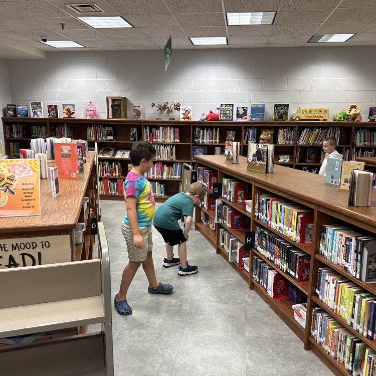AGR students in third, fourth, and fifth grades are doing a library scavenger hunt this week, set up by librarian, Mrs. Anderson