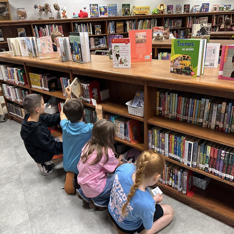 AGR students in third, fourth, and fifth grades are doing a library scavenger hunt this week, set up by librarian, Mrs. Anderson