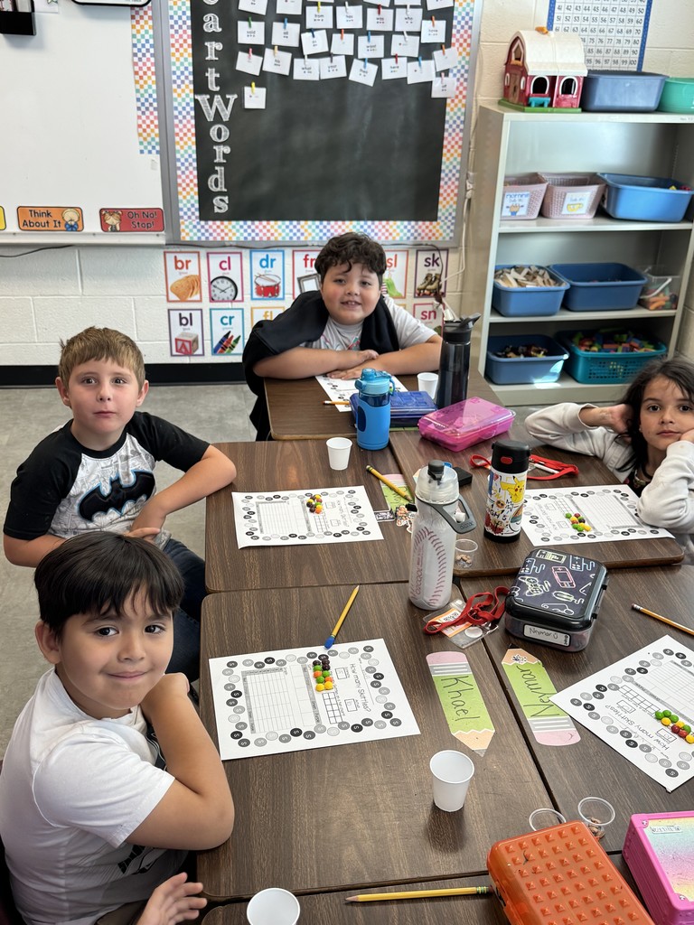 Mrs. Childress’ 1st class practiced their estimation skills today by guessing how many Skittles were in their cups. After estimating, students used tally marks and graphs to record and display their results. The best part—after all that math—they got to enjoy their colorful (and tasty!) treat!